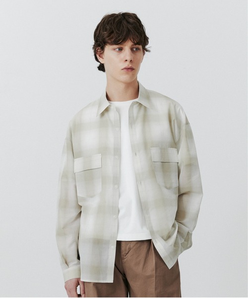 PUBLIC TOKYO(パブリックトウキョウ)の「シアーCPOシャツ /春服/通気性/ウォッシャブル(シャツ/ブラウス・メンズ・ベージュ/ブラウン/ストライプ/ブルー・2/1)」の7枚目の写真