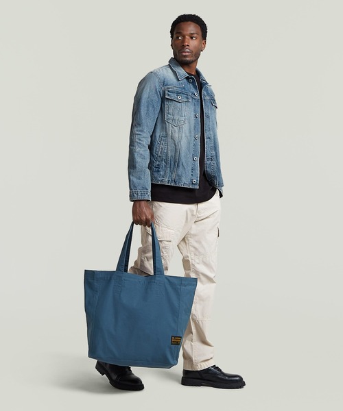 G-STAR（ジースター）の「Big Tote Bag/ビッグサイズカラーデニムウォッシュド加工トートバッグ（トートバッグ・メンズ・ブルー・ONE SIZE）」の3枚目の写真