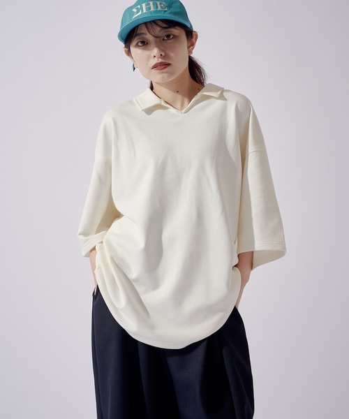 Lui's(ルイス)の「【WEB限定】オーバーサイズ スウェットスキッパー(Tシャツ/カットソー・メンズ・オフホワイト/ブラック/ブラウン・M/S)」の9枚目の写真