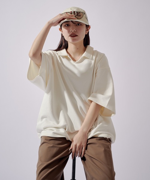 Lui's(ルイス)の「【WEB限定】オーバーサイズ スウェットスキッパー(Tシャツ/カットソー・メンズ・オフホワイト/ブラック/ブラウン・M/S)」の6枚目の写真