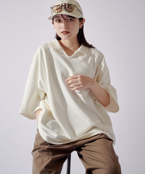 Lui's(ルイス)の「【WEB限定】オーバーサイズ スウェットスキッパー(Tシャツ/カットソー・メンズ・オフホワイト/ブラック/ブラウン・M/S)」の18枚目の写真