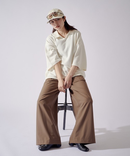 Lui's(ルイス)の「【WEB限定】オーバーサイズ スウェットスキッパー(Tシャツ/カットソー・メンズ・オフホワイト/ブラック/ブラウン・M/S)」の8枚目の写真