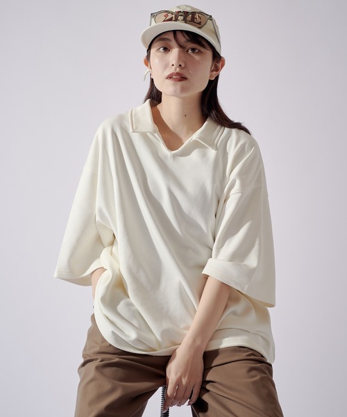 Lui's(ルイス)の「【WEB限定】オーバーサイズ スウェットスキッパー(Tシャツ/カットソー・メンズ・オフホワイト/ブラック/ブラウン・M/S)」の5枚目の写真