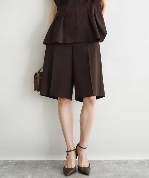 MK MICHEL KLEIN（エムケーミッシェルクラン）の「[洗える]リネンライクストレッチ ショートパンツ（スラックス・レディース・ベージュ/ブラウン・38）」の6枚目の写真