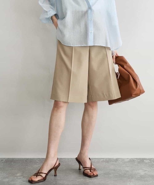 MK MICHEL KLEIN（エムケーミッシェルクラン）の「[洗える]リネンライクストレッチ ショートパンツ（スラックス・レディース・ベージュ/ブラウン・38）」の16枚目の写真