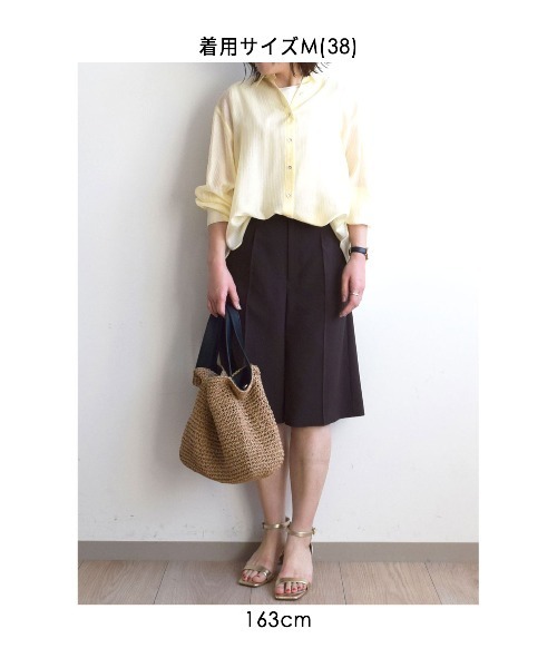 MK MICHEL KLEIN（エムケーミッシェルクラン）の「[洗える]リネンライクストレッチ ショートパンツ（スラックス・レディース・ベージュ/ブラウン・38）」の3枚目の写真