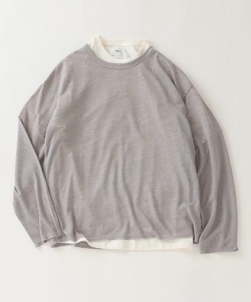 EDIFICE（エディフィス）の「レイヤード ジャージ ニット（ニット/セーター・メンズ・ブラック系その他/グレー/ベージュ・MEDIUM/LARGE）」の2枚目の写真