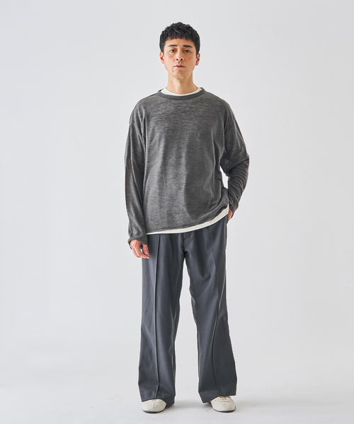 EDIFICE（エディフィス）の「レイヤード ジャージ ニット（ニット/セーター・メンズ・ブラック系その他/グレー/ベージュ・MEDIUM/LARGE）」の4枚目の写真