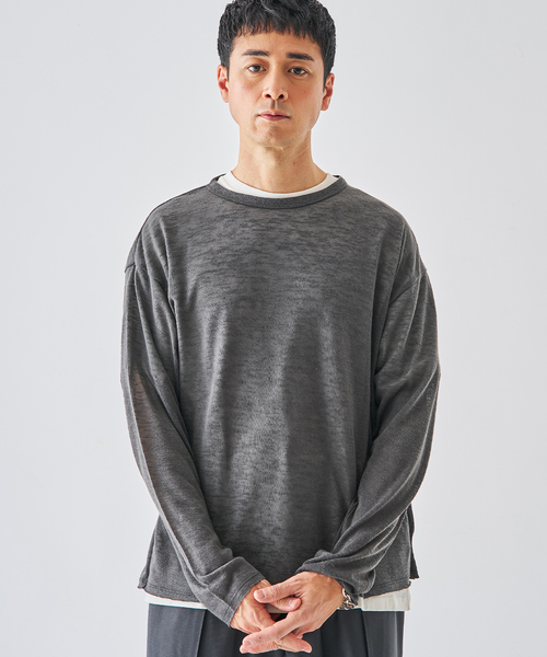 EDIFICE（エディフィス）の「レイヤード ジャージ ニット（ニット/セーター・メンズ・ブラック系その他/グレー/ベージュ・MEDIUM/LARGE）」の6枚目の写真