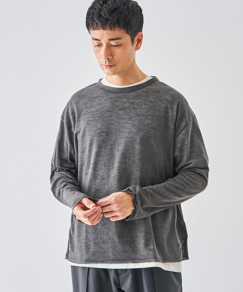 EDIFICE（エディフィス）の「レイヤード ジャージ ニット（ニット/セーター・メンズ・ブラック系その他/グレー/ベージュ・MEDIUM/LARGE）」の7枚目の写真