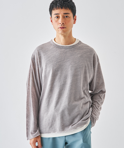 EDIFICE（エディフィス）の「レイヤード ジャージ ニット（ニット/セーター・メンズ・ブラック系その他/グレー/ベージュ・MEDIUM/LARGE）」の13枚目の写真