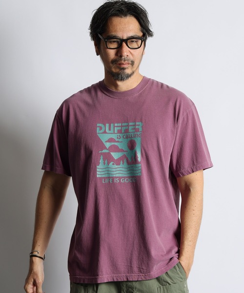 The DUFFER of ST.GEORGE(ザダファーオブセントジョージ)の「PIGMENT DYE GRAPHIC TEE:ピグメントダイ グラフィックTシャツ / 製品染め / USコットン / バイオウォッシュ / アウトドア / ヴィンテージ加工(Tシャツ/カットソー・メンズ・イエロー/パープル/ターコイズブルー/チャコールグレー・SMALL/X-LARGE/LARGE/MEDIUM)」の3枚目の写真