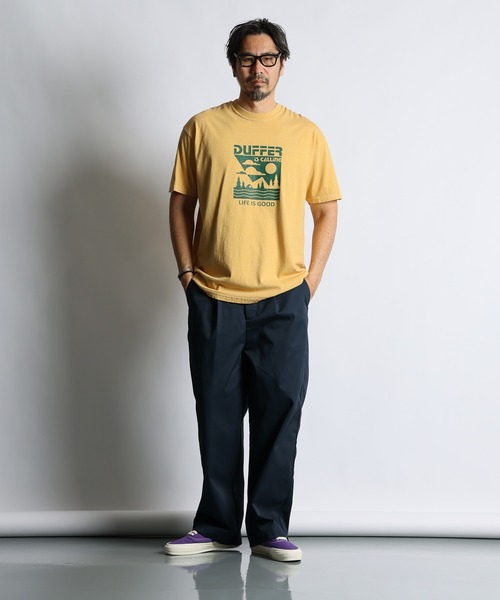 The DUFFER of ST.GEORGE(ザダファーオブセントジョージ)の「PIGMENT DYE GRAPHIC TEE:ピグメントダイ グラフィックTシャツ / 製品染め / USコットン / バイオウォッシュ / アウトドア / ヴィンテージ加工(Tシャツ/カットソー・メンズ・イエロー/パープル/ターコイズブルー/チャコールグレー・SMALL/X-LARGE/LARGE/MEDIUM)」の12枚目の写真