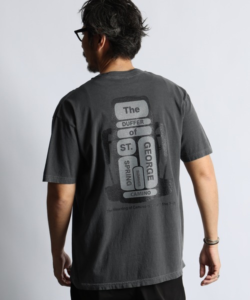 The DUFFER of ST.GEORGE(ザダファーオブセントジョージ)の「PIGMENT DYE GRAPHIC TEE:ピグメントダイ グラフィックTシャツ / 製品染め / USコットン / バイオウォッシュ / アウトドア / ヴィンテージ加工(Tシャツ/カットソー・メンズ・イエロー/パープル/ターコイズブルー/チャコールグレー・SMALL/X-LARGE/LARGE/MEDIUM)」の5枚目の写真