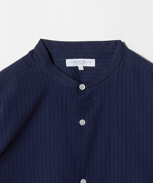 A DAY IN THE LIFE UNITED ARROWS(アデイインザライフユナイテッドアローズ)の「サッカー リラックス バンドカラー 5分袖シャツ<A DAY IN THE LIFE>(シャツ/ブラウス・メンズ・ライトピンク/ネイビー/ホワイト・M/L)」の5枚目の写真