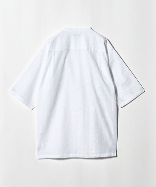 A DAY IN THE LIFE UNITED ARROWS(アデイインザライフユナイテッドアローズ)の「サッカー リラックス バンドカラー 5分袖シャツ<A DAY IN THE LIFE>(シャツ/ブラウス・メンズ・ライトピンク/ネイビー/ホワイト・M/L)」の9枚目の写真