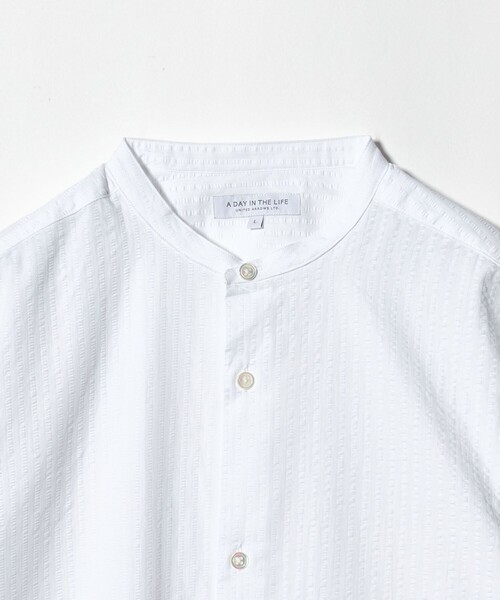 A DAY IN THE LIFE UNITED ARROWS(アデイインザライフユナイテッドアローズ)の「サッカー リラックス バンドカラー 5分袖シャツ<A DAY IN THE LIFE>(シャツ/ブラウス・メンズ・ライトピンク/ネイビー/ホワイト・M/L)」の10枚目の写真
