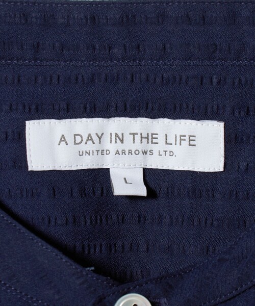 A DAY IN THE LIFE UNITED ARROWS(アデイインザライフユナイテッドアローズ)の「サッカー リラックス バンドカラー 5分袖シャツ<A DAY IN THE LIFE>(シャツ/ブラウス・メンズ・ライトピンク/ネイビー/ホワイト・M/L)」の15枚目の写真