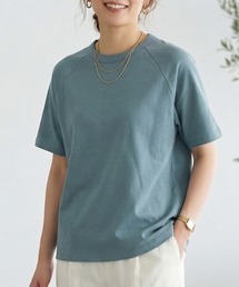 【接触冷感/残りわずか】シルケットコットン100 ラグランスリーブTシャツ / 綿100% 半袖トップス