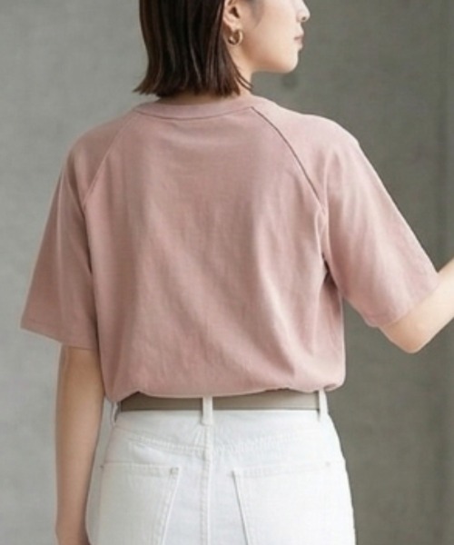 MULEXS（ミューレクス）の「【接触冷感/残りわずか】シルケットコットン100 ラグランスリーブTシャツ / 綿100% 半袖トップス（Tシャツ/カットソー・レディース・ライトブルー/ブラック/アイボリー/ライトピンク・L/M）」の7枚目の写真