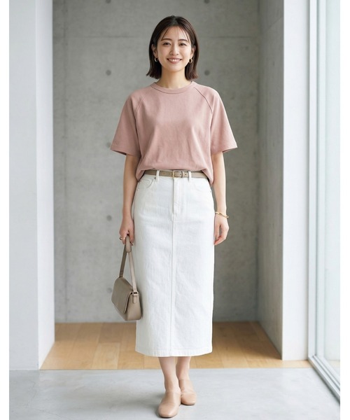 MULEXS（ミューレクス）の「【接触冷感/残りわずか】シルケットコットン100 ラグランスリーブTシャツ / 綿100% 半袖トップス（Tシャツ/カットソー・レディース・ライトブルー/ブラック/アイボリー/ライトピンク・L/M）」の14枚目の写真