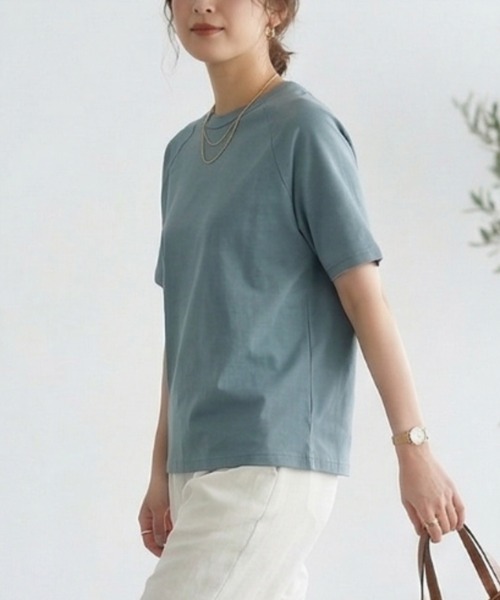 MULEXS（ミューレクス）の「【接触冷感/残りわずか】シルケットコットン100 ラグランスリーブTシャツ / 綿100% 半袖トップス（Tシャツ/カットソー・レディース・ライトブルー/ブラック/アイボリー/ライトピンク・L/M）」の11枚目の写真