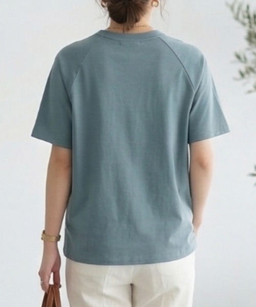 MULEXS（ミューレクス）の「【接触冷感/残りわずか】シルケットコットン100 ラグランスリーブTシャツ / 綿100% 半袖トップス（Tシャツ/カットソー・レディース・ライトブルー/ブラック/アイボリー/ライトピンク・L/M）」の12枚目の写真