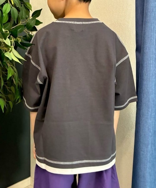 Right-on(ライトオン)の「Refurbish(リファービッシュ)フェイクレイヤードTシャツ(Tシャツ/カットソー・キッズ・グリーン/ブラック/ベージュ・120/130/140/150/160/110)」の22枚目の写真