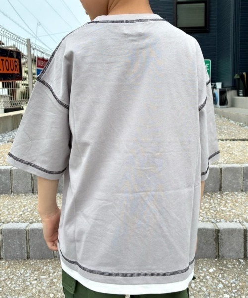 Right-on(ライトオン)の「Refurbish(リファービッシュ)フェイクレイヤードTシャツ(Tシャツ/カットソー・キッズ・グリーン/ブラック/ベージュ・120/130/140/150/160/110)」の19枚目の写真