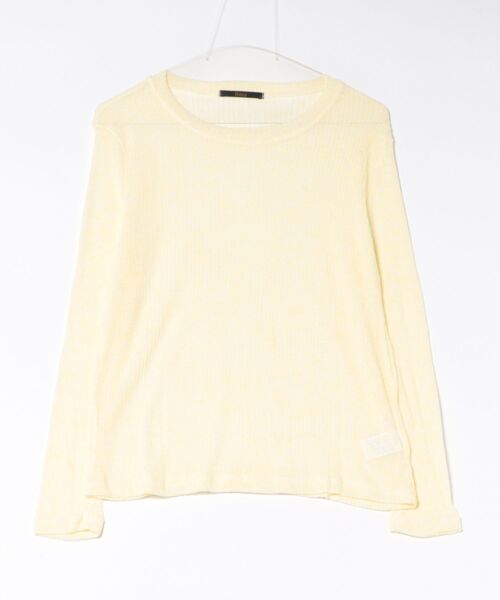 Ritzy(リッツィー)の「5色展開シンプルニュアンスシアーロングスリーブトップス(Tシャツ/カットソー・レディース・イエロー/ピンク/ホワイト/グレー/ブラック・L/M)」の7枚目の写真