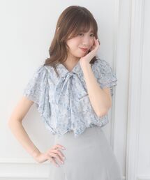 シアー」に該当するトップス（ブルー・ネイビー/青色系・花柄