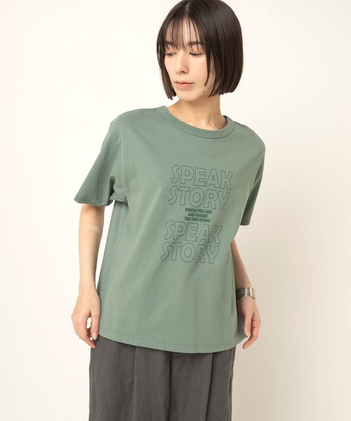 RNA-N(アールエヌエーエヌ)の「M2649 SPEAK発泡プリントT(Tシャツ/カットソー・レディース・オフホワイト/グレー/グリーン・FREE)」の11枚目の写真