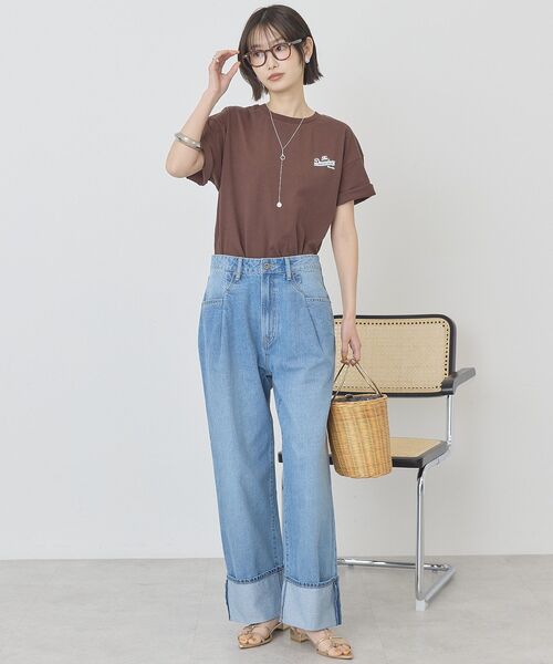 AMERICAN HOLIC（アメリカンホリック）の「サガラ刺繍Tシャツ（Tシャツ/カットソー・レディース・オフホワイト/チャコールグレー/ブラウン・FREE）」の6枚目の写真