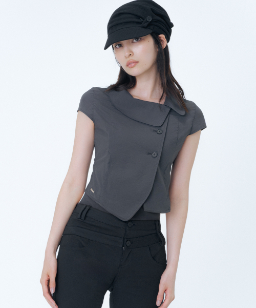 Miseki SEOUL(ミセキソウル)の「Crop round collar jacket CHARCOAL(その他アウター・レディース・その他・1/2)」の1枚目の写真
