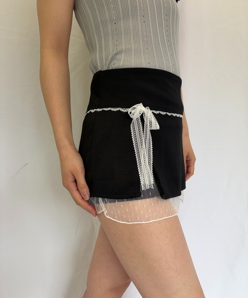 Alite cloth(アリーテクロス)の「スリットミニスカート(スカート・レディース・ブラック/グレー/ホワイト・FREE)」の4枚目の写真