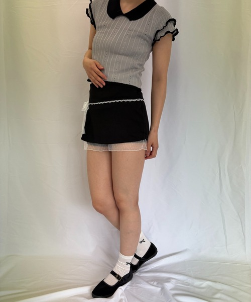 Alite cloth(アリーテクロス)の「スリットミニスカート(スカート・レディース・ブラック/グレー/ホワイト・FREE)」の6枚目の写真