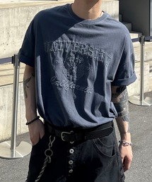 【Chikashitsu +】Pigment university t-shirt / 【チカシツプラス】ピグメントユニバーシティ半袖Tシャツ
