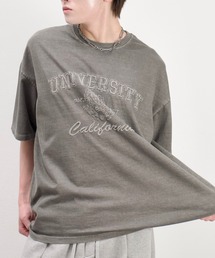 【Chikashitsu +】Pigment university t-shirt / 【チカシツプラス】ピグメントユニバーシティ半袖Tシャツ