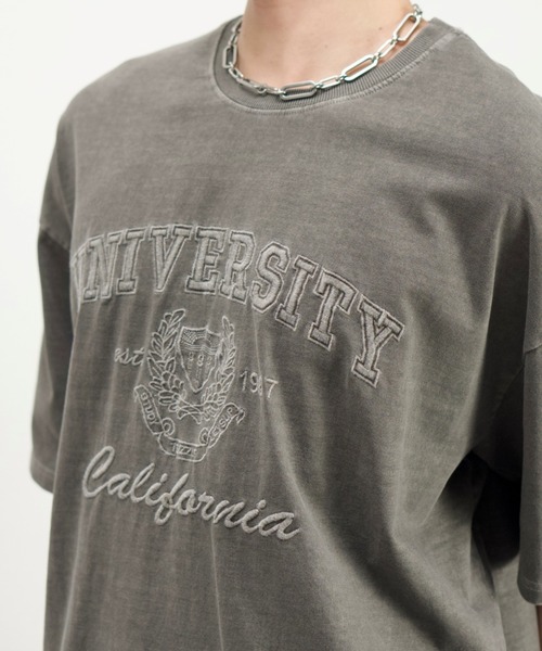 Chikashitsu +(チカシツプラス)の「【Chikashitsu +】Pigment university t-shirt / 【チカシツプラス】ピグメントユニバーシティ半袖Tシャツ(Tシャツ/カットソー・メンズ・ブラック/ネイビー/チャコール・ONE SIZE)」の22枚目の写真