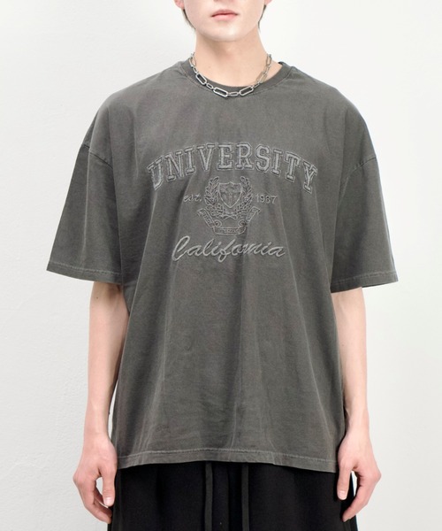 Chikashitsu +(チカシツプラス)の「【Chikashitsu +】Pigment university t-shirt / 【チカシツプラス】ピグメントユニバーシティ半袖Tシャツ(Tシャツ/カットソー・メンズ・ブラック/ネイビー/チャコール・ONE SIZE)」の16枚目の写真