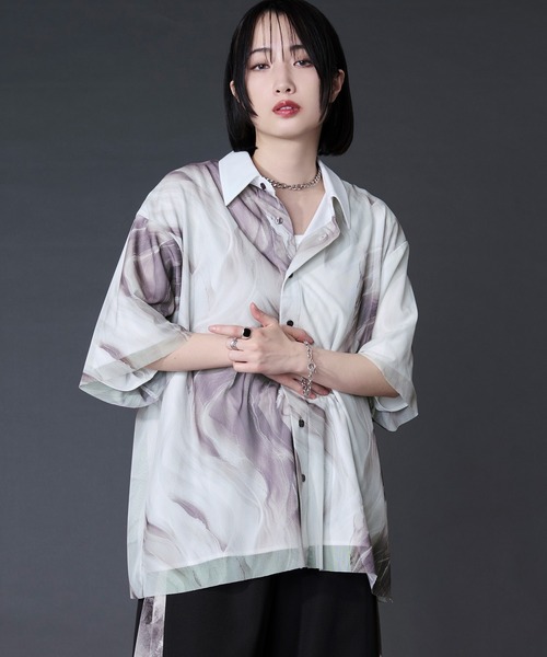 Ellno Loset(エルノロゼット)の「アソートガラシアーレイヤードシャツ(シャツ/ブラウス・メンズ・ホワイト系/ブルー系/ブラック系・LARGE/MEDIUM/SMALL)」の2枚目の写真