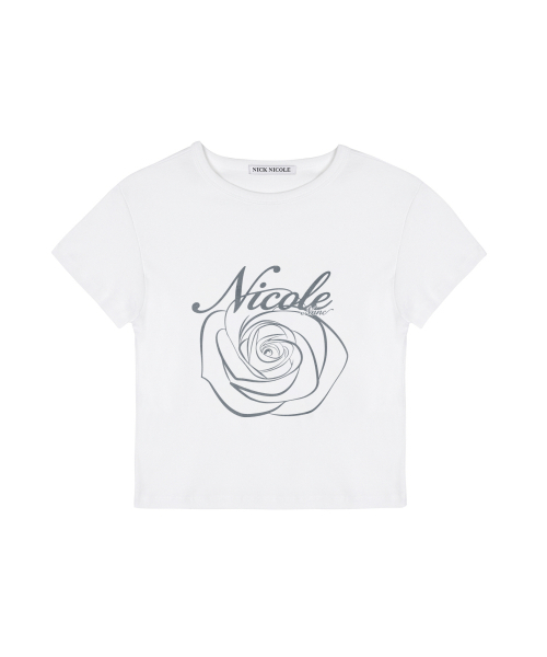 NICK&NICOLE（ニックアンドニコール）の「ROSE LETTERING CROPPED TOP_WHITE（Tシャツ/カットソー・レディース・その他・FREE）」の6枚目の写真
