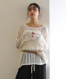 ZOZO限定 透かし編みニットプルオーバー(インナーとベルト付き)3点セット