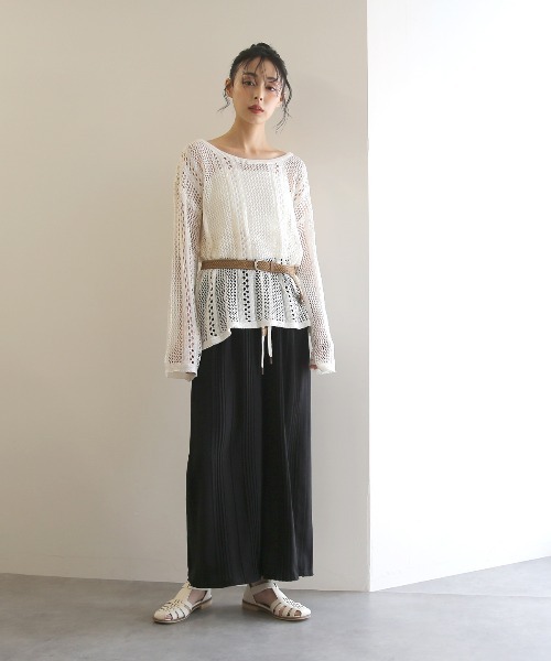 No one knows（ノーワンノーズ）の「ZOZO限定 透かし編みニットプルオーバー(インナーとベルト付き)3点セット（アンサンブル・レディース・キナリ・FREE）」の2枚目の写真