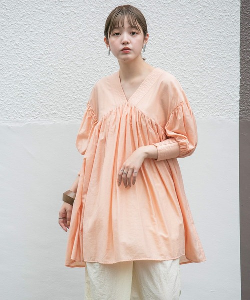 Ｋ*ｎ様 美品◎  ひざ丈ワンピース 半袖 オレンジ 袖フ ブランド古着】半袖ワンピース（ワンピース）｜KBF（ケイビーエフ）の