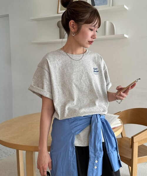DISCOAT(ディスコート)の「【Enlude/WEB限定】サガラ刺繍ロゴTシャツ《ユニセックス》(Tシャツ/カットソー・レディース・チャコールグレー/ライトベージュ/ライトグレー・FREE)」の8枚目の写真