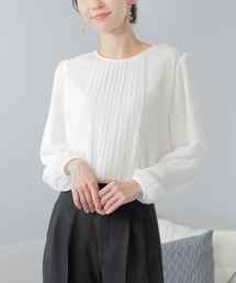 シフォン 裾消しプリーツ ブラウス