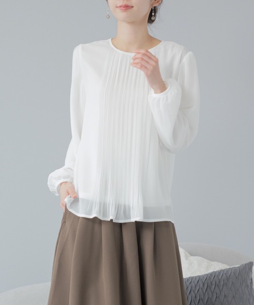 festinalente(フェスティナレンテ)の「シフォン 裾消しプリーツ ブラウス(シャツ/ブラウス・レディース・ホワイト/グレー/ブラック・L/M/S/LL)」の6枚目の写真