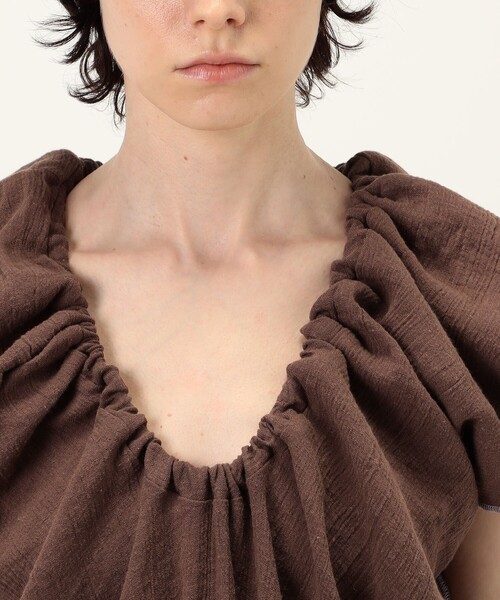 BASERANGE(ベースレンジ)の「BASERANGE MAX DRESS リネンコットン ワンピース(ワンピース・レディース・ダークブラウン・S)」の8枚目の写真
