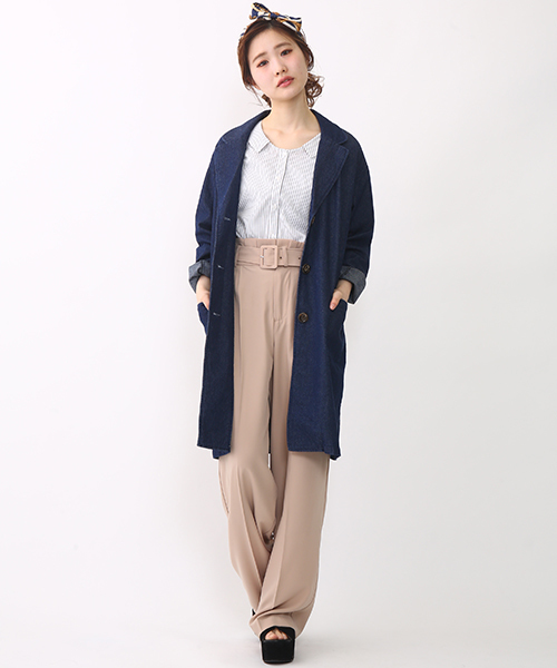 one after another NICE CLAUP（ワンアフターアナザーナイスクラップ）の「【ナイスクラップ】センタープレスベルト付きパンツ（その他パンツ・レディース・ベージュ/ネイビー/ブルー・FREE）」の13枚目の写真